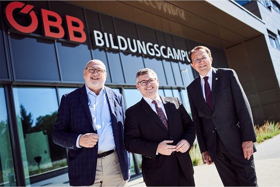 © ÖBB/Marek Knopp vlnr. ÖBB-CEO Andreas Matthä; LR Ludwig Schleritzko; Bgm NÖ Matthias Stadler bei der feierlichen Eröffnung des Bildungscampus
