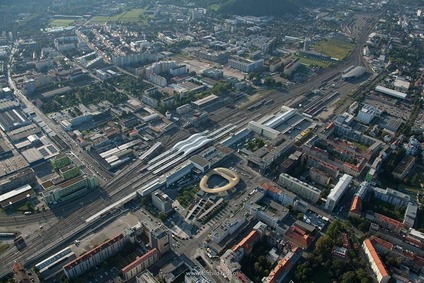 Vogelperspektive Fläche Graz Hauptbahnhof