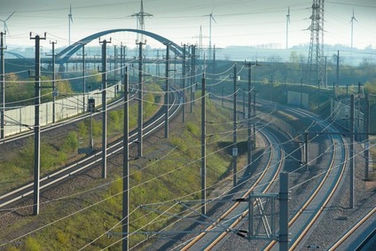 Rail tracks and power lines