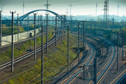 Rail tracks and power lines