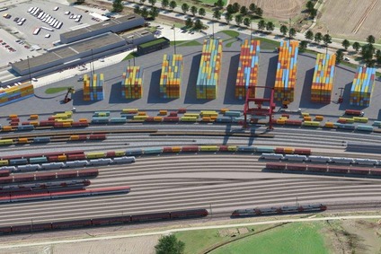 Visualisierung eines Containerterminals aus der Luft