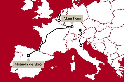 Europakarte in rot-weiss