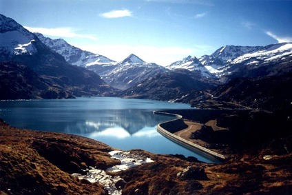 View of a water reservoir within the mountains