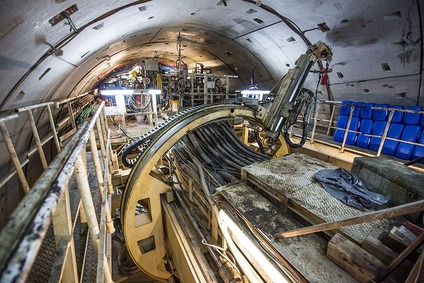 Draufsicht auf einen Tunnelbohrer im Koralmtunnel