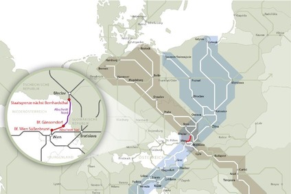 © ÖBB/Heiderklausner Streckenkarte der Nordbahn - Fokus Teilabschnitte