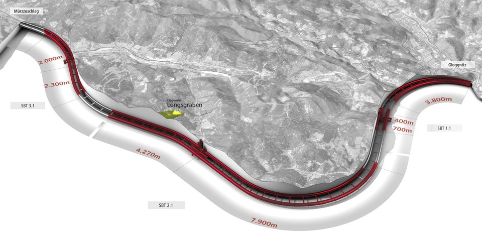 © ÖBB Übersicht Vortriebe Semmering-Basistunnel August 2021
