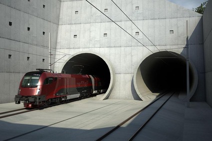 Train near the portal Mürzzuschlag.