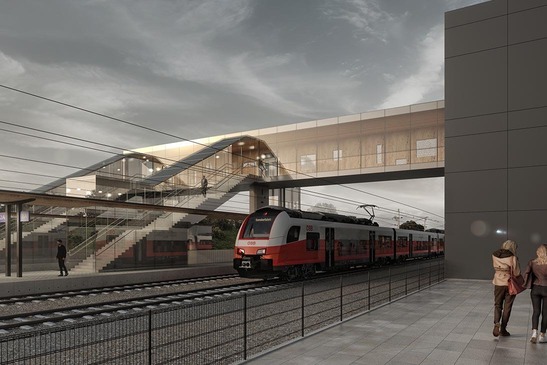 Visualisierung Bahnhof Gramatneusiedl Personensteg - Blickrichtung Bruck