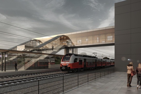 Visualisation Gramatneusiedl railway station Passenger footbridge - view towards Bruck