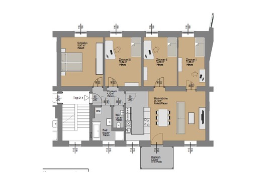 © ÖBB/Lagerhaus Bau-Service/Daniel Kirchmayr Grundriss Wohnhaus Attnang-Puchheim Haus 2 Top2.1