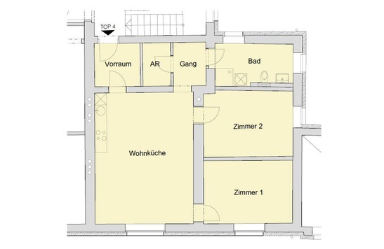 © ÖBB / U1 Architektur Grundriss Top 4, Bahnhofstraße 7