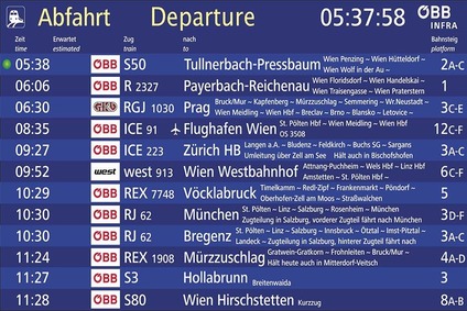 © ÖBB Ansicht auf einen Monitor mit Fahrplandaten