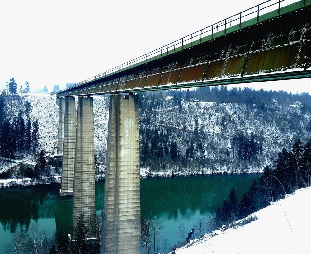 The picture shows a railway bridge.