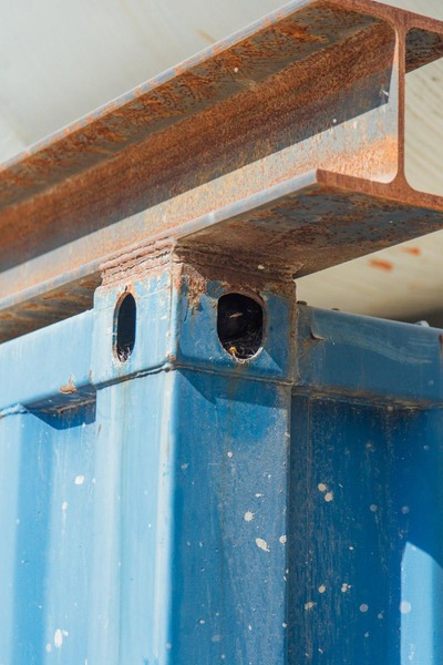 This picture shows a small part of a construction container.