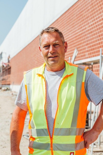 Construction worker with high visibility vest
