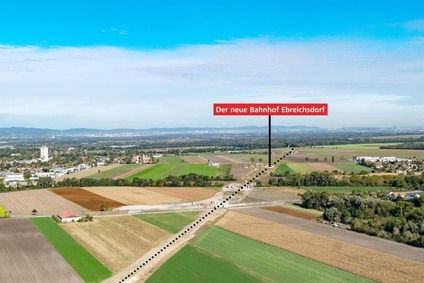 Bird's eye view-road underpass Ebreichsdorf station