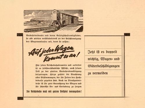 Amtsblatt der Deutschen Reichsbahn „Jetzt ist es besonders wichtig, Waren- und Güterbeschädigungen zu vermeiden!“