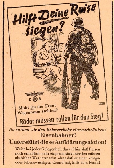 Plakat „Hilft deine Reise siegen?“