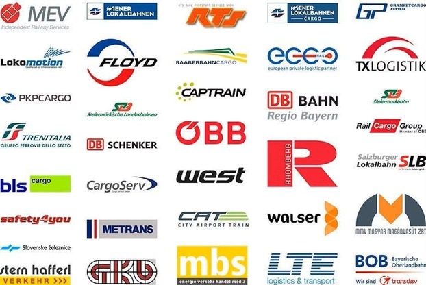 Logos der aktuellen EVUs auf dem ÖBB-Netz