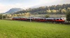 Auf dem Bild sieht man einen ÖBB Zug in einer Sommerlandschaft