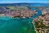 Österreich See Urlaub: Blick auf den Bodensee aus der Vogelperspektive. 