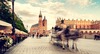 Krakau Sehenswürdigkeiten: Der Krakauer Marktplatz mit der Marien-Basilika im Hintergrund. 
