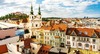 Brünn Sehenswürdigkeiten: Blick auf die Stadt Brünn von oben, links sieht man das Schloss. 