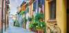 Urlaub in Italien: Eine kleine Gasse mit alten Häusern in San Giuliano Mare, Rimini, Italien. 