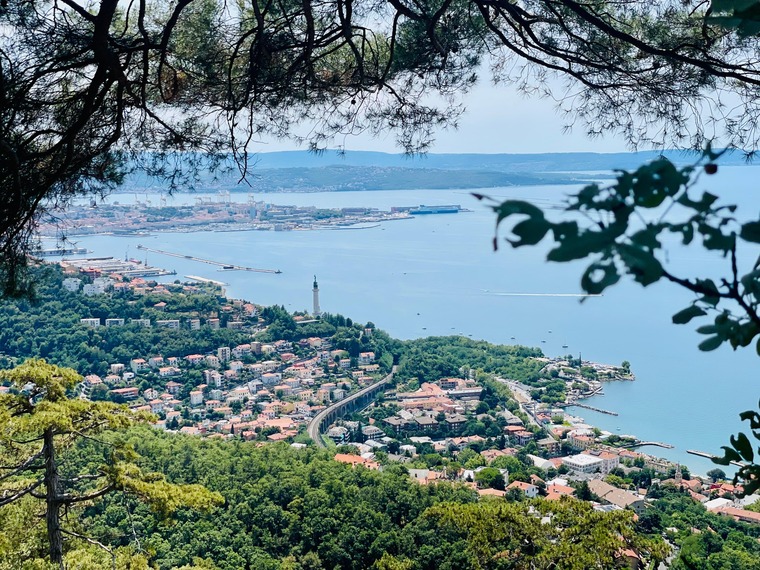 Triest Sehenswürdigkeiten: Einen schönen Fernblick auf Triest und bis nach Grado hat man vom napoleonischen Wanderweg nach Prosecco. 
