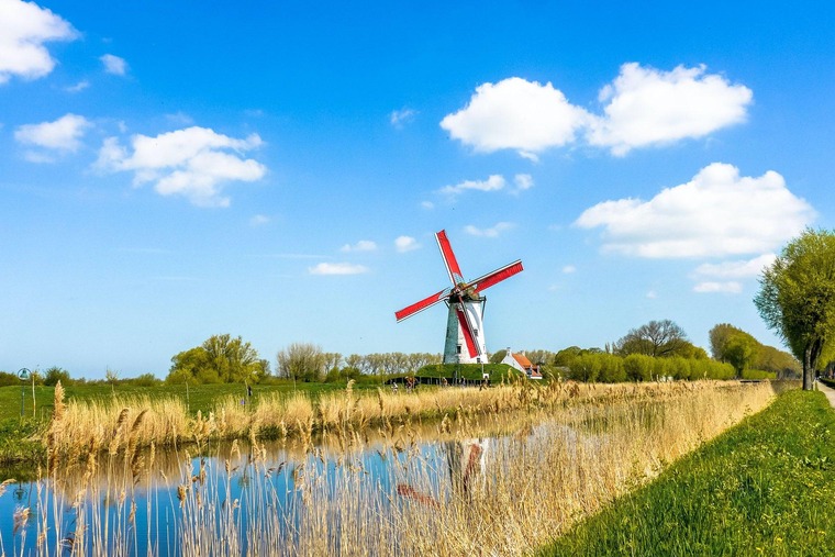 Flandern mit seinen malerischen Windmühlen per Interrail-Ticket entdecken.