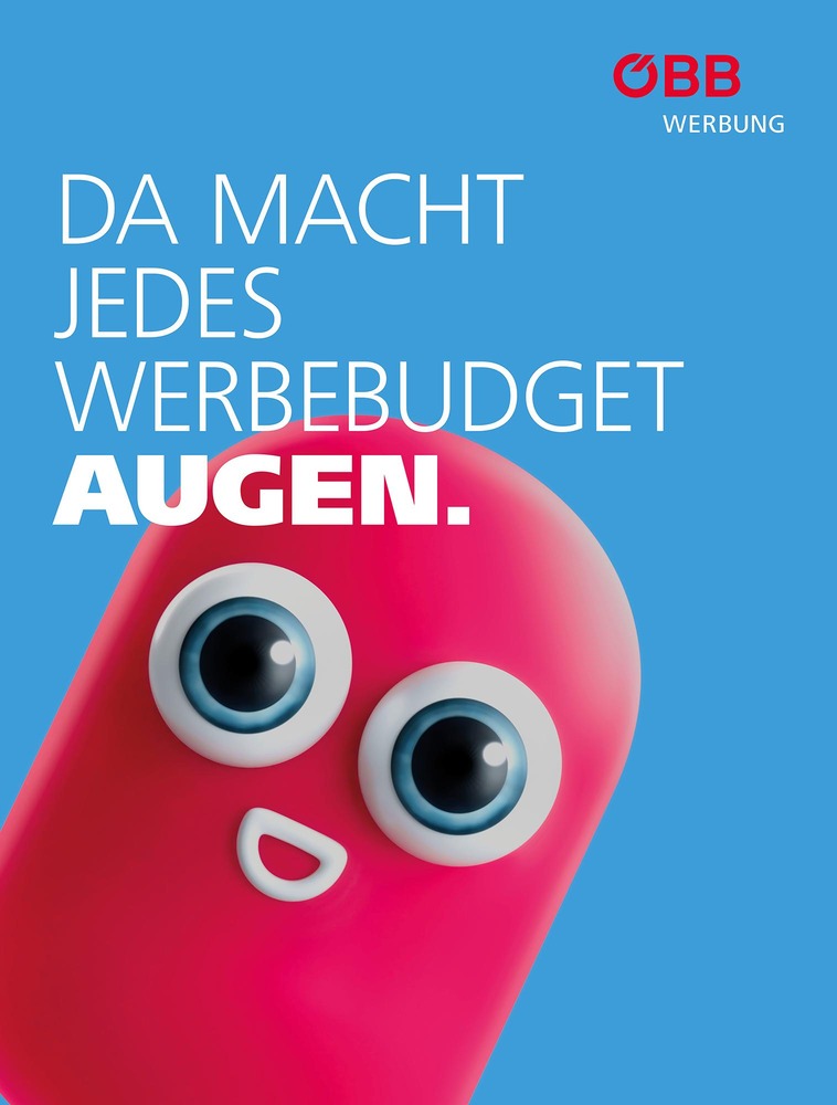 ÖBB-Werbeplakat von Werbefigur Bob