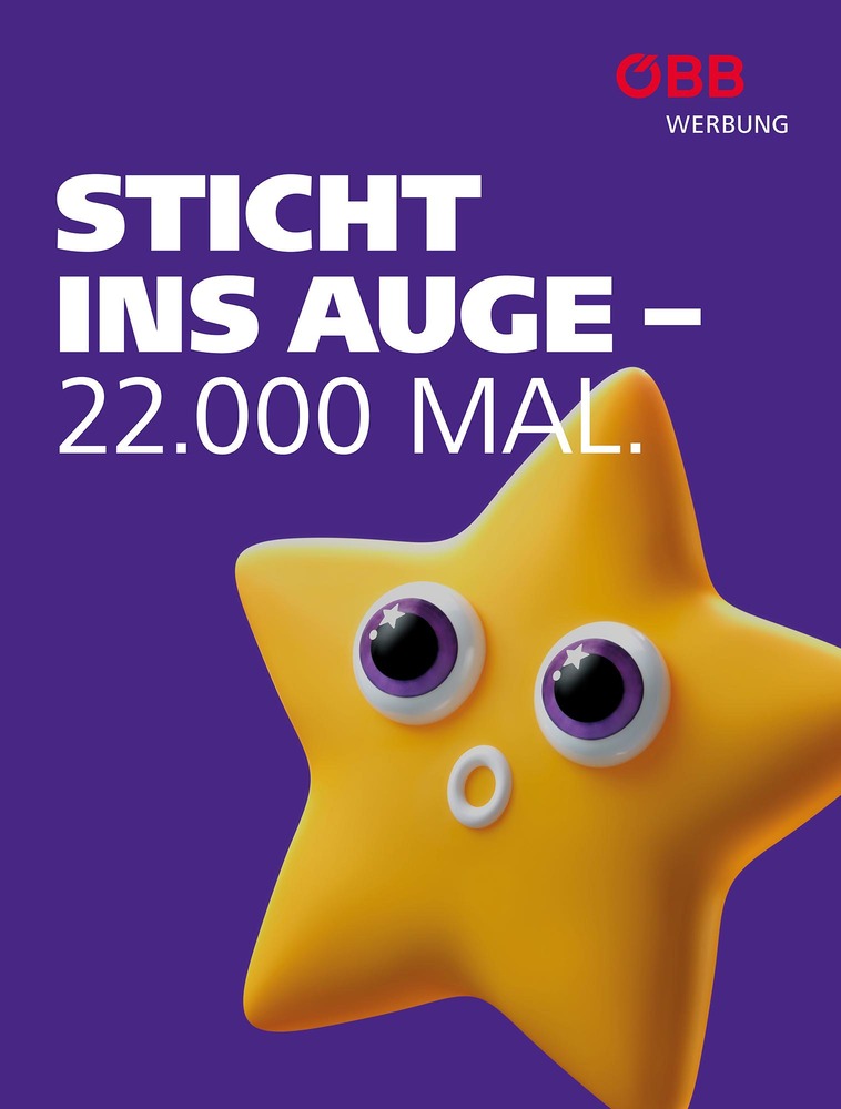 ÖBB-Werbeplakat von Werbefigur Trixie