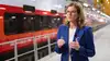 Manuela Waldner am Bahnsteig mit neuem Cityjet Doppelstock im Hintergrund