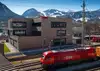 Lehrwerkstätte der ÖBB und davor ein Railjet. 