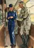 Propagandakarte Schaffnerin in einem Reichsbahnzug