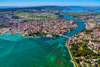Österreich See Urlaub: Blick auf den Bodensee aus der Vogelperspektive. 
