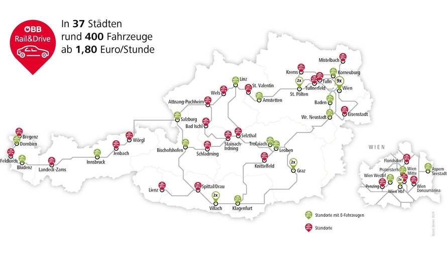 Österreich Karte Standorte Rail&Drive