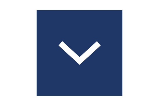 Icon Pfeil, Textinsert: weißer Hintergrund, blaues Quadrat mit weißem Pfeil