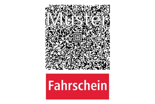 Abbildung eines Muster-Fahrscheins mit Code