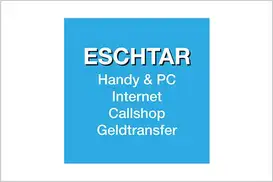 Eschtar Logo, blau-weiß