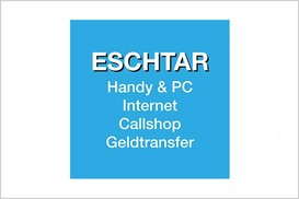Eschtar Logo, blau-weiß