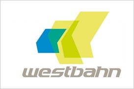 Westbahn Logo, blau-gelb-grau
