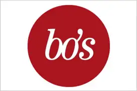 bo´s Logo, roter Kreis, weißer Schriftzug