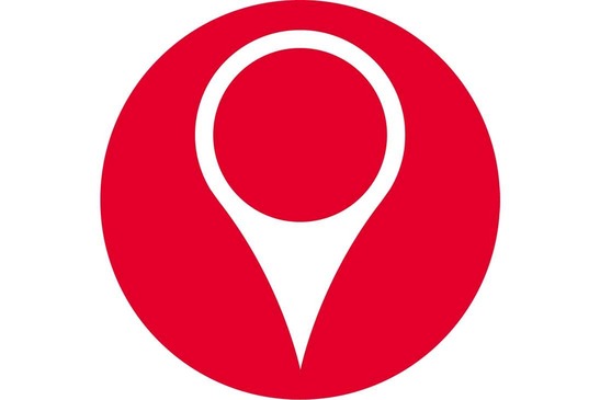 Roter Button mit Pin symbol