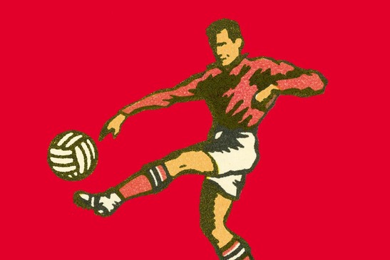 Shoplogo mit Fußballer und Fußball