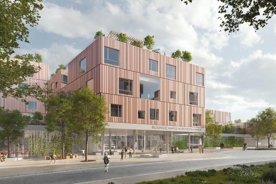 Visualisierung Eingangsbereich Bildungscampus Nordwestbahnhof
