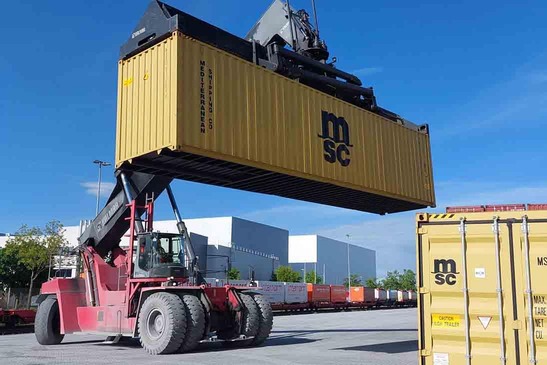 Crane with container