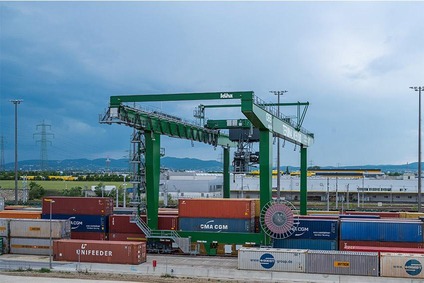 Picture freight centre Vienna South from the crane basket