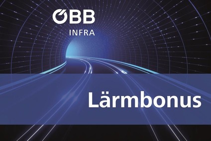 Teaserbild, Tunnel mit Schienenstrang und Text Lärmbonus