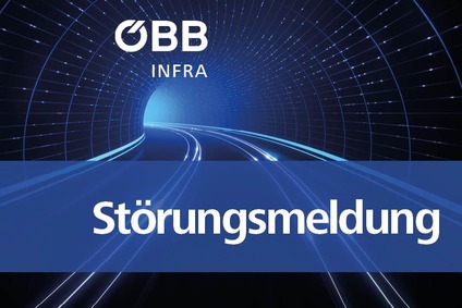 Teaserbild, Tunnel mit Schienenstrang und Text Störungsmeldung